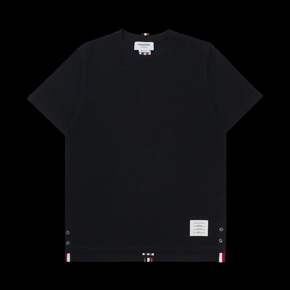 Thom Browne Pique Center Back Stripe Relaxed Fit T-Shirt Navy